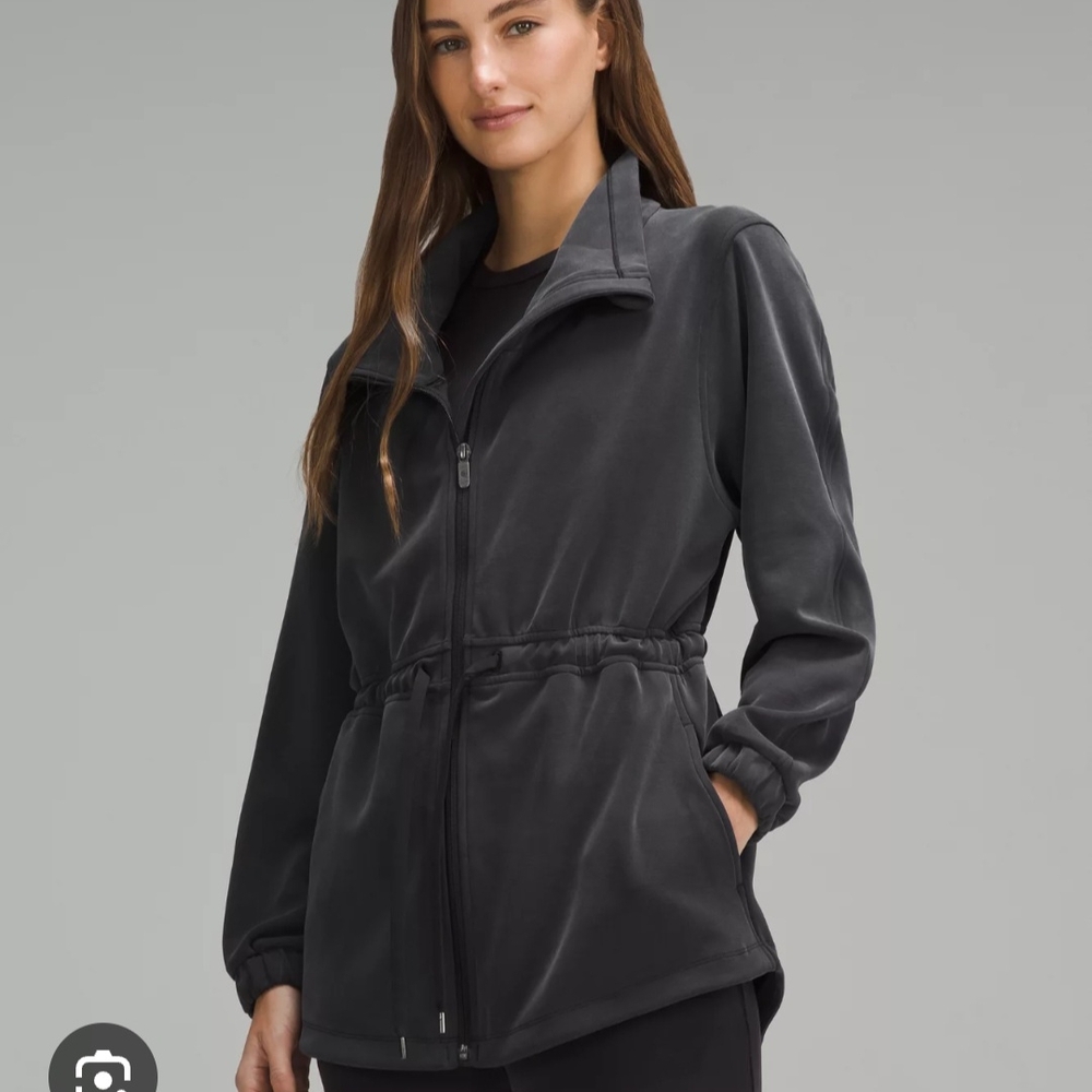 Lululemon Athletica Black Utility Jacket with High Collar and Drawstring Waist